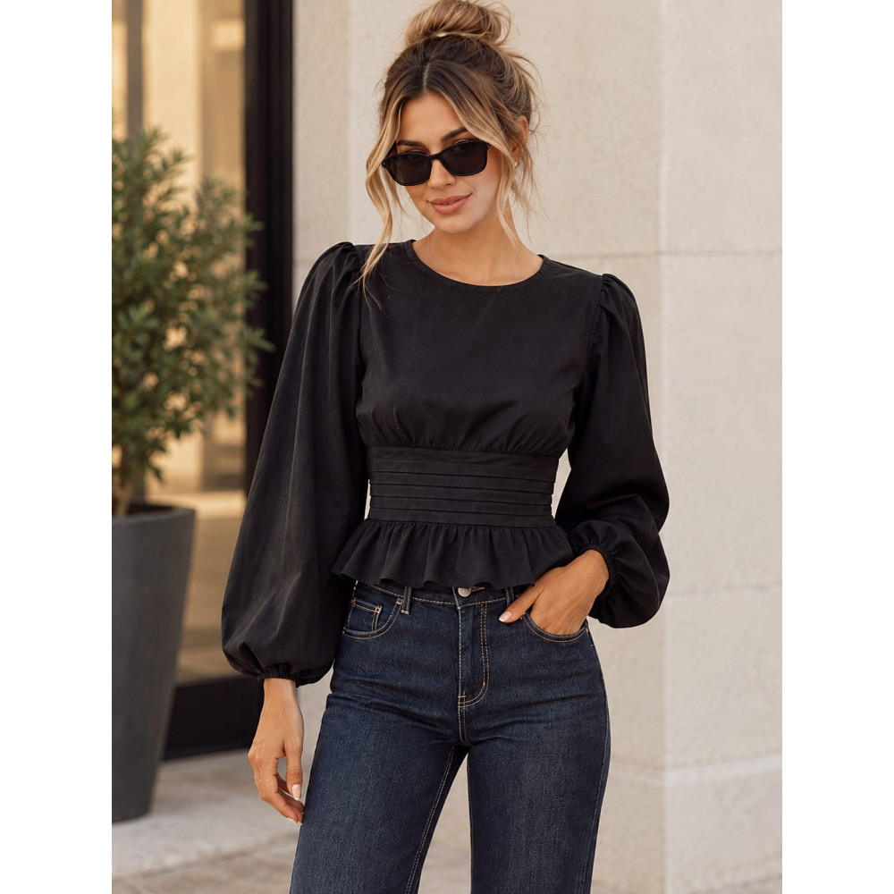 Blusa con Jaretas ROSELL Negro HEVE
