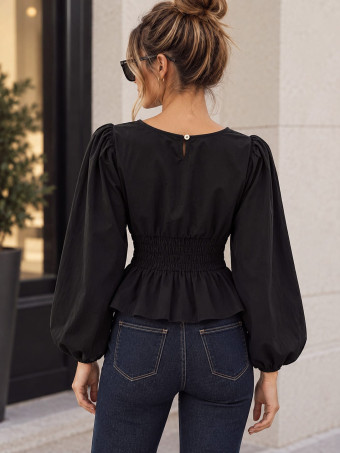 Blusa con Jaretas ROSELL Negro HEVE