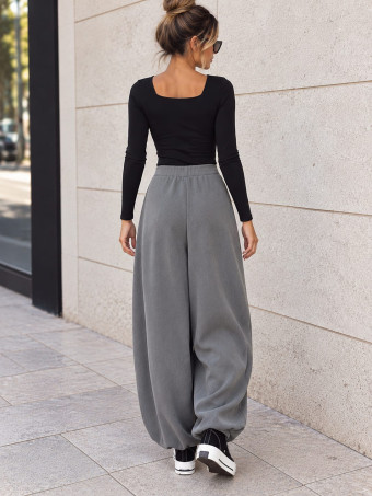 Pantalón Bombacho Cintura Cruzada TALINA Gris HEVE