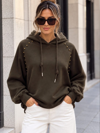 Sudadera Soft Touch Tachas BOWERY Marrón HEVE