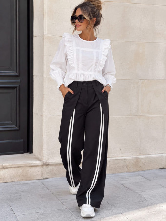 Pantalón Envolvente Bandas Verticales BRODIE Negro HEVE
