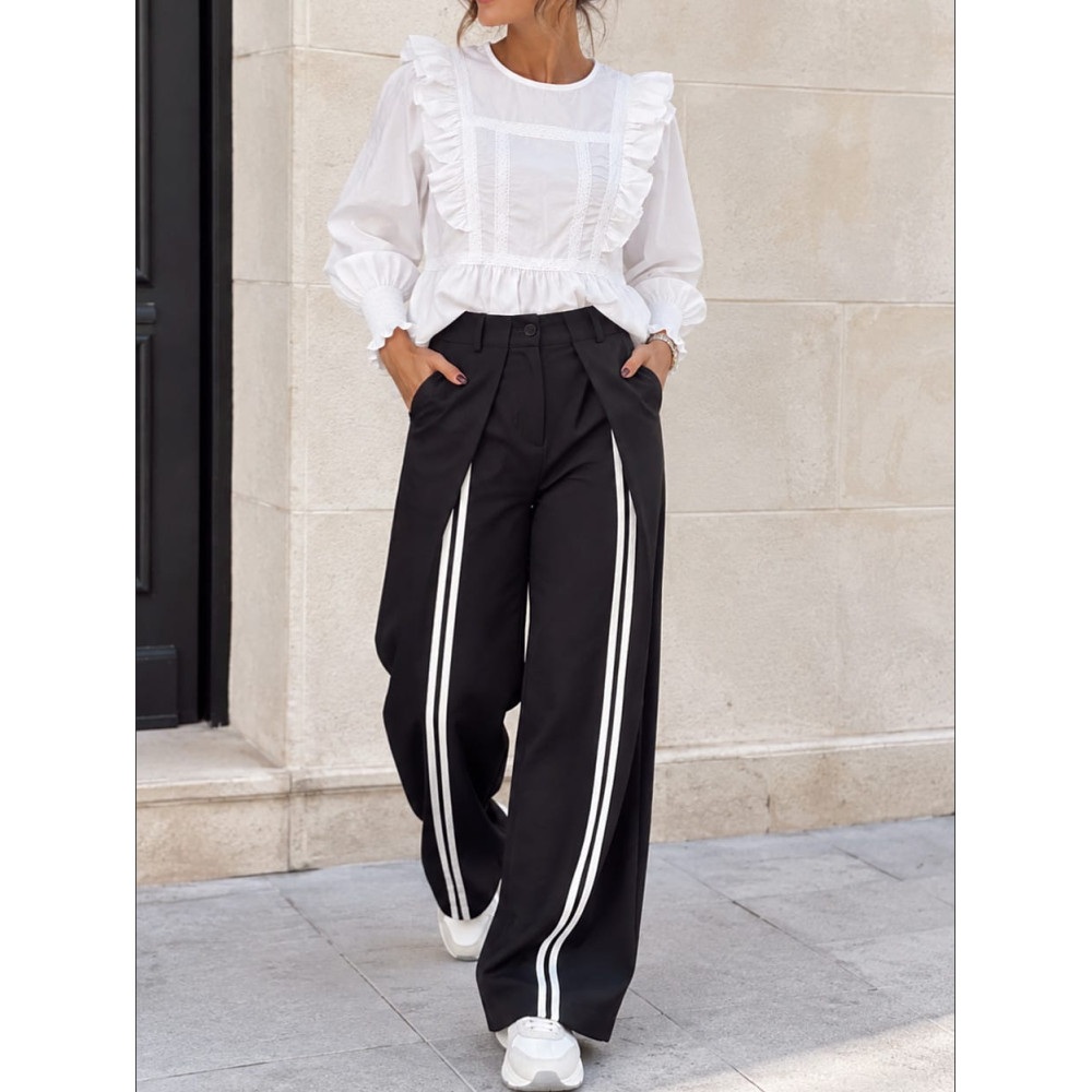Pantalón Envolvente Bandas Verticales BRODIE Negro HEVE