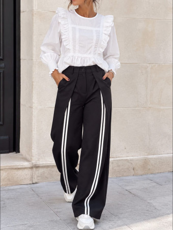Pantalón Envolvente Bandas Verticales BRODIE Negro HEVE