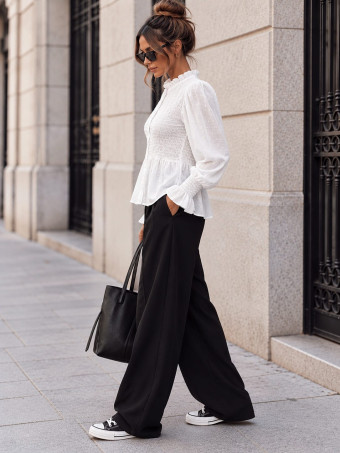 Blusa Nido de Abeja y Plumeti NADIRA Blanco HEVE