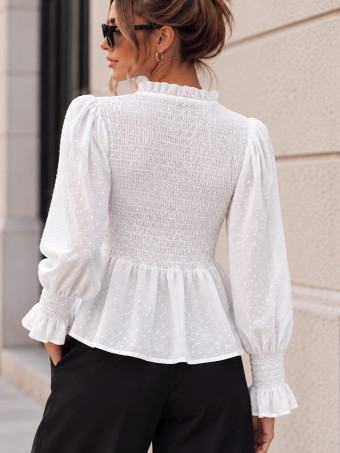 Blusa Nido de Abeja y Plumeti NADIRA Blanco HEVE