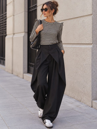 Pantalón Balloon Doble Cintura RINLEY Negro HEVE