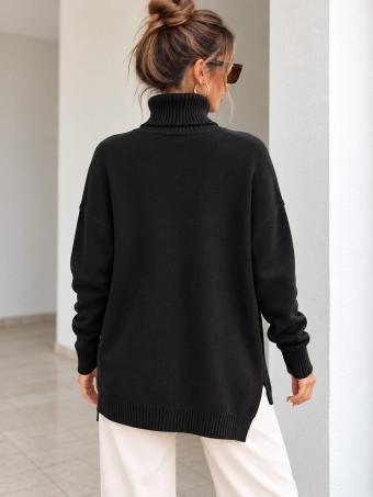 Jersey Cuello Vuelto Aberturas Laterales SELMA Negro HEVE