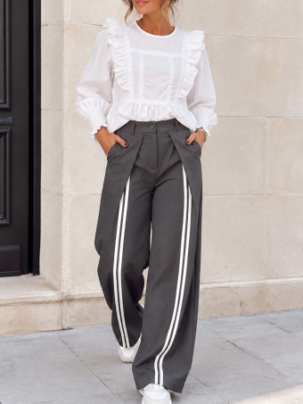 Pantalón Envolvente Bandas Verticales BRODIE Gris HEVE