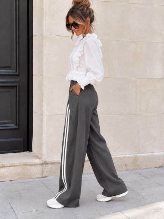 Pantalón Envolvente Bandas Verticales BRODIE Gris HEVE