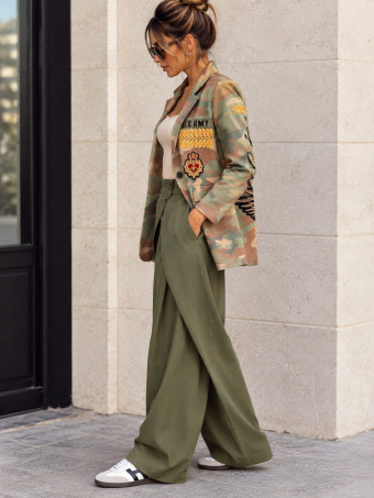 Pantalón Balloon Doble Cintura RINLEY Verde Militar HEVE