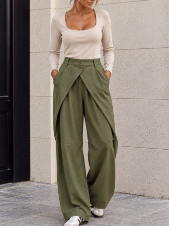 Pantalón Balloon Doble Cintura RINLEY Verde Militar HEVE
