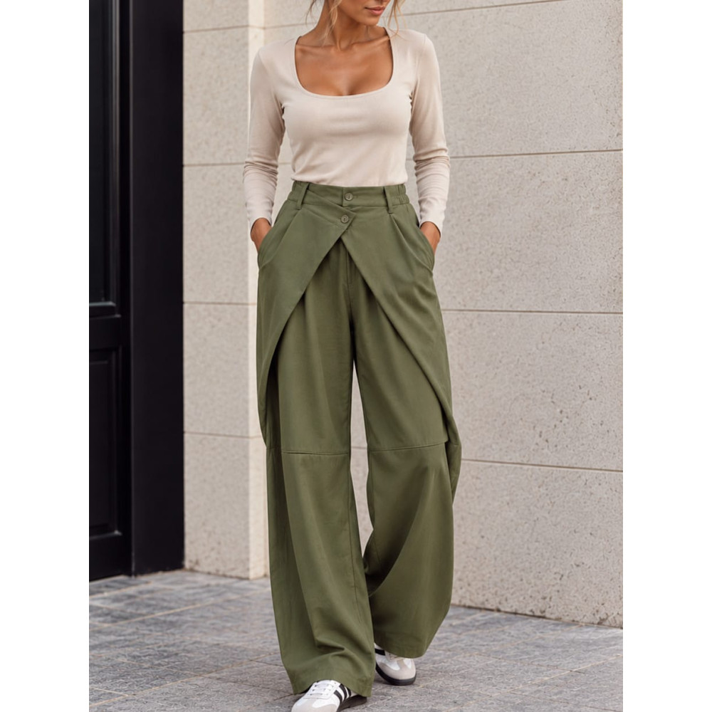 Pantalón Balloon Doble Cintura RINLEY Verde Militar HEVE