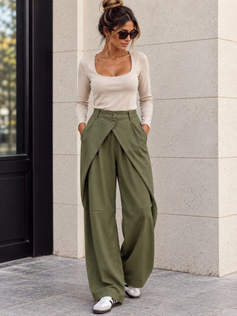 Pantalón Balloon Doble Cintura RINLEY Verde Militar HEVE