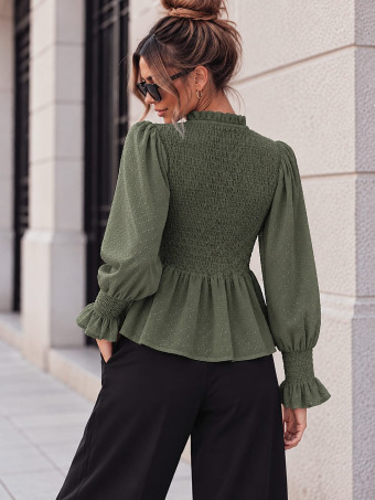 Blusa Nido de Abeja y Plumeti NADIRA Verde Militar HEVE