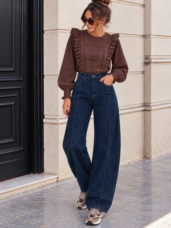 Blusa Romántica Volantes MIREYA Marrón HEVE