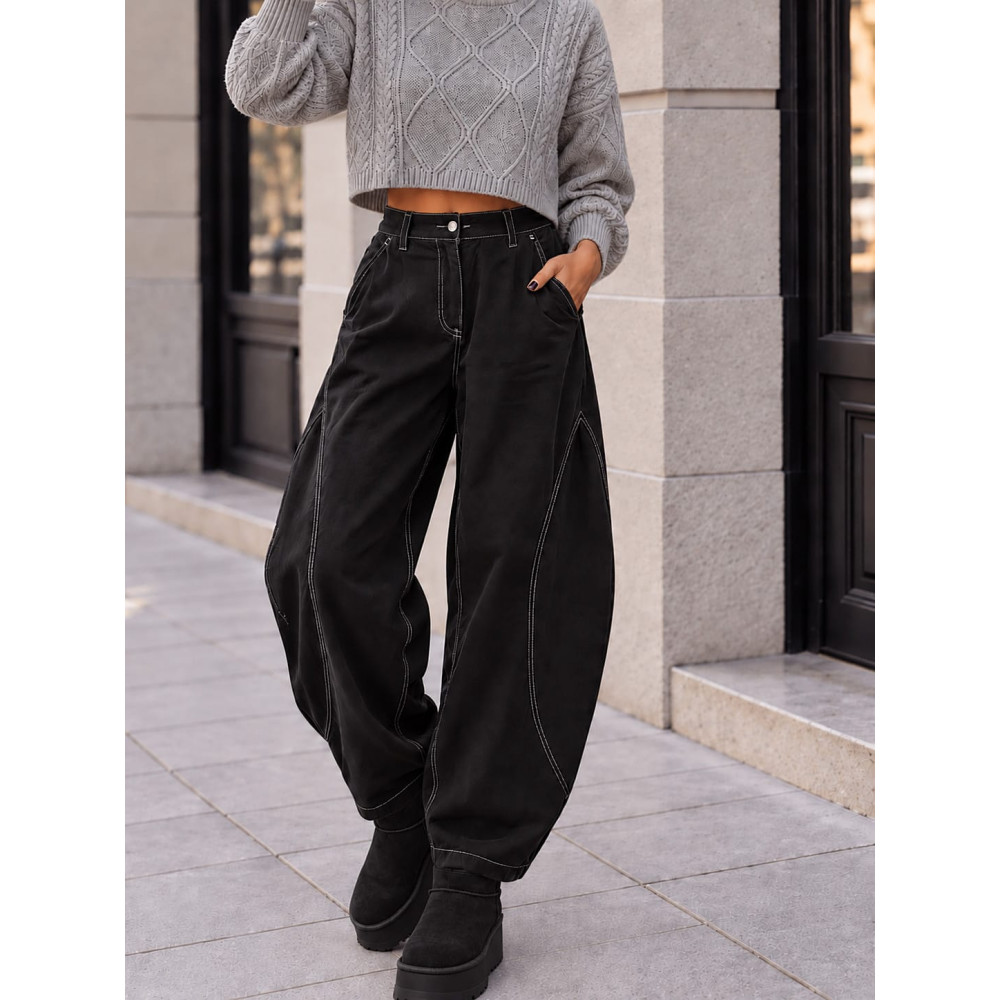 Pantalón Barrell Costuras BOWEN Negro HEVE