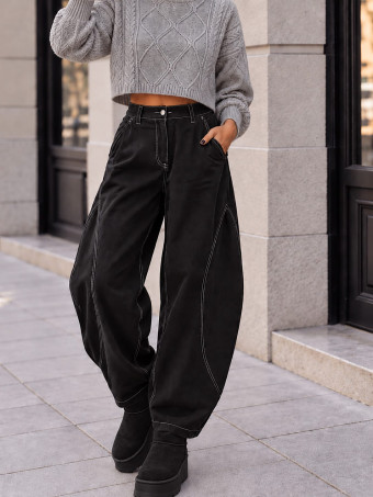 Pantalón Barrell Costuras BOWEN Negro HEVE