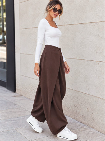Pantalón Bombacho Cintura Cruzada TALINA Marrón HEVE