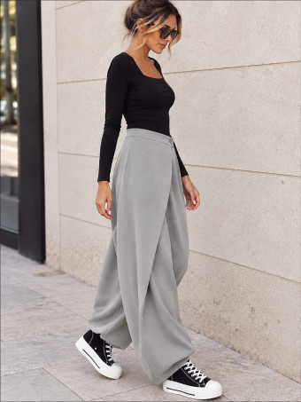 Pantalón Bombacho Cintura Cruzada TALINA Gris Vigoré HEVE