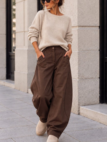 Pantalón Barrell Costuras BOWEN Marrón HEVE