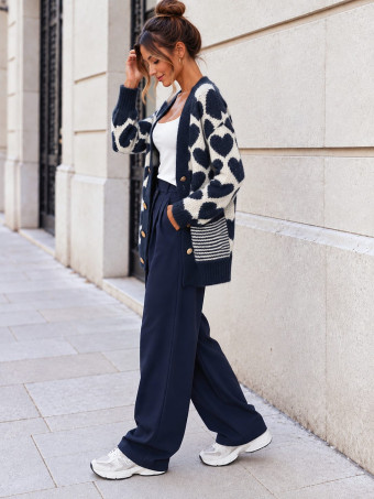 Cárdigan Oversize Corazones LOVEKIND Marino HEVE