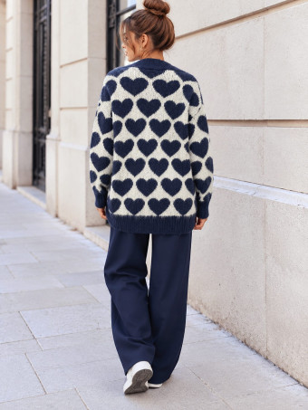Cárdigan Oversize Corazones LOVEKIND Marino HEVE