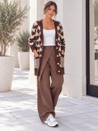 Cárdigan Oversize Corazones LOVEKIND Marrón HEVE