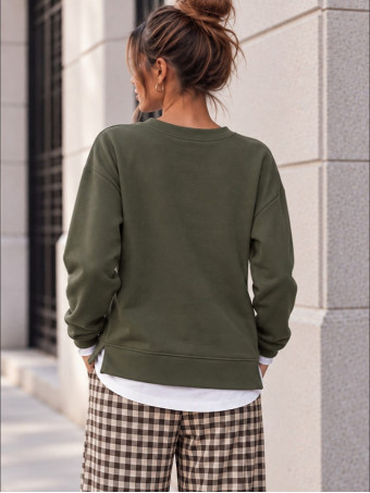 Sudadera Soft Touch Combinada LAYER Verde Militar HEVE