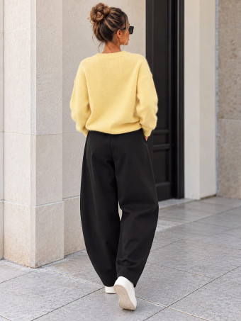 Pantalón Barrel Cintura Asimétrica ROWAN Negro HEVE