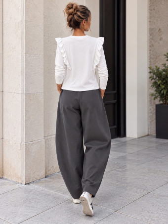 Pantalón Barrel Cintura Asimétrica ROWAN Gris HEVE