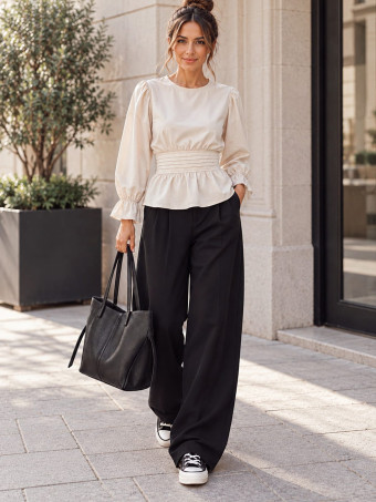 Blusa Abullonada LIVIA Beige HEVE
