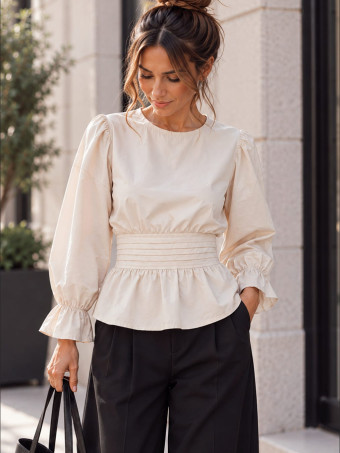 Blusa Abullonada LIVIA Beige HEVE
