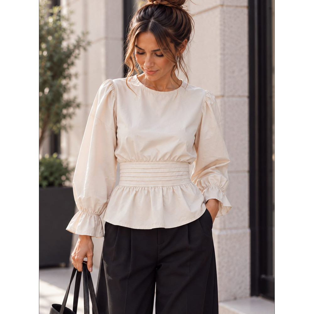 Blusa Abullonada LIVIA Beige HEVE