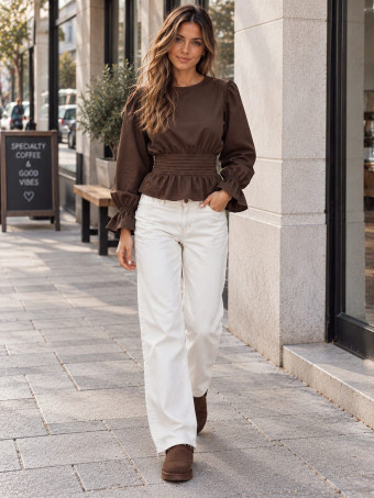 Blusa Abullonada LIVIA Marrón HEVE