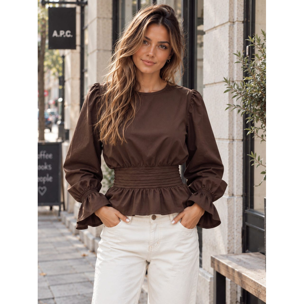 Blusa Abullonada LIVIA Marrón HEVE