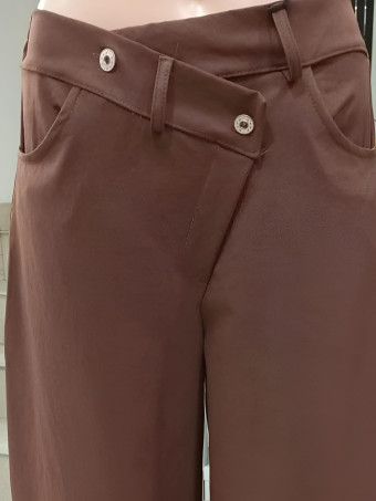 Pantalón Barrel Cintura Asimétrica ROWAN Marrón HEVE