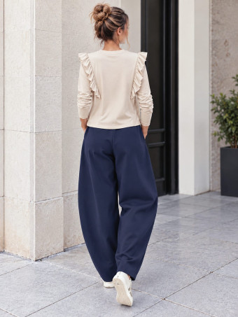 Pantalón Barrel Cintura Asimétrica ROWAN Marino HEVE