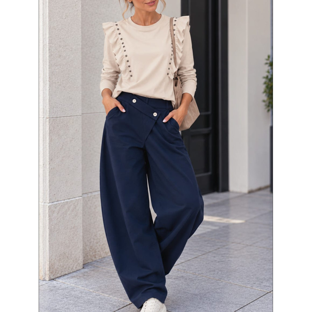 Pantalón Barrel Cintura Asimétrica ROWAN Marino HEVE