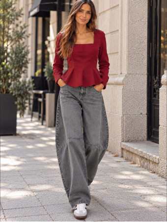 Cuerpo Elástico Peplum NUANCE Burdeos HEVE