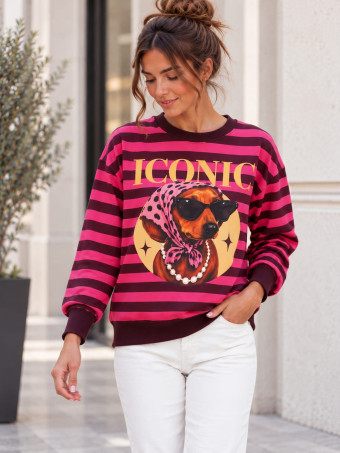 Sudadera Soft Touch Rayas ICONIC Rosa HEVE