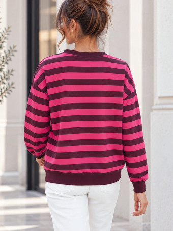 Sudadera Soft Touch Rayas ICONIC Rosa HEVE