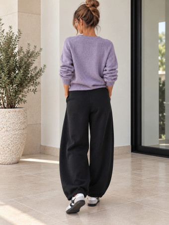 Pantalón Soft Touch Cintura Vuelta FARREN Negro HEVE