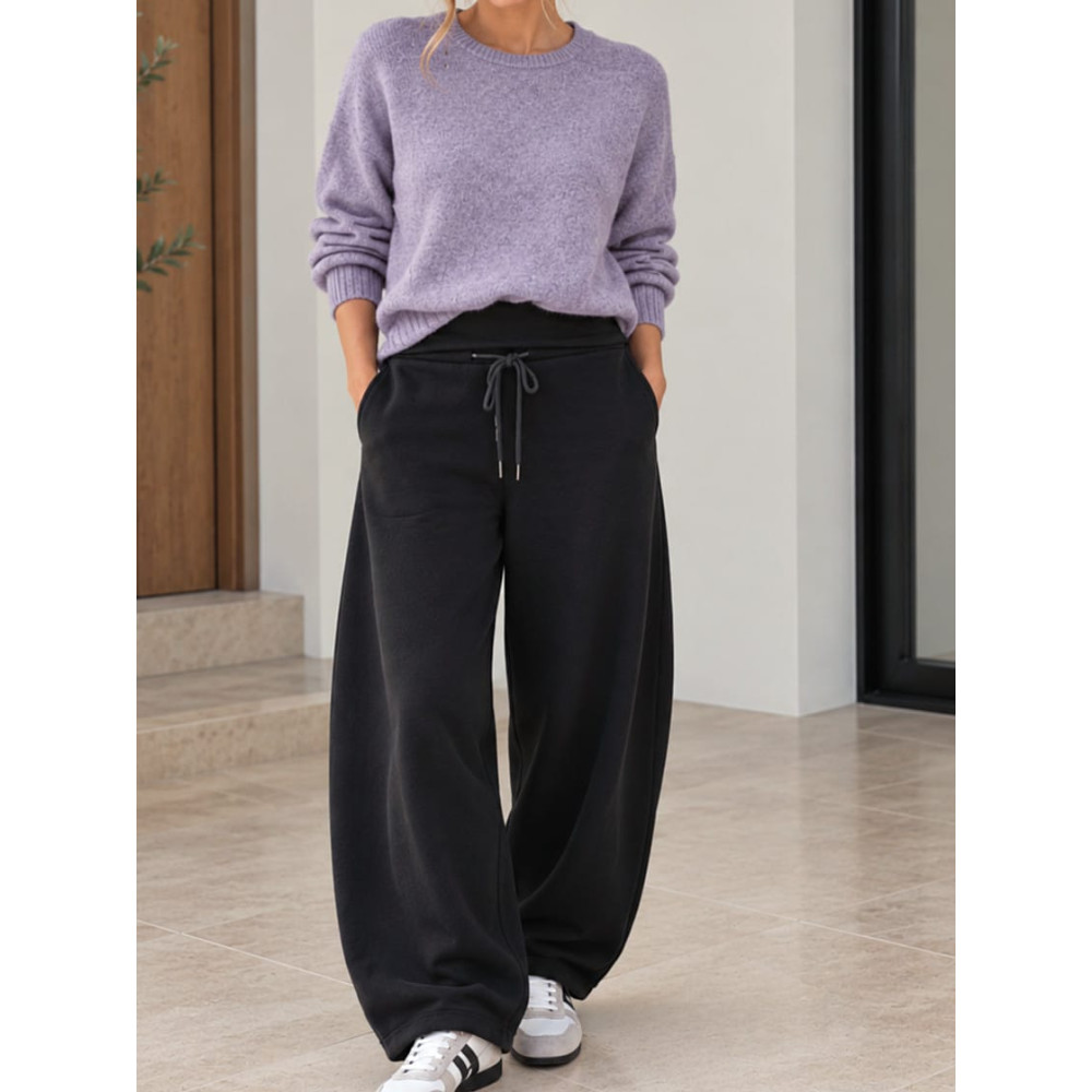Pantalón Soft Touch Cintura Vuelta FARREN Negro HEVE