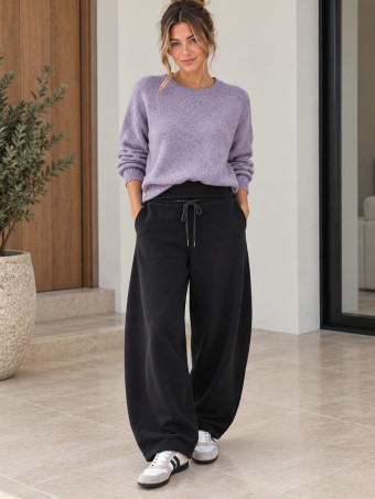 Pantalón Soft Touch Cintura Vuelta FARREN Negro HEVE
