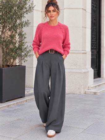 Jersey Punto Calado con Botones SEVANE Rosa HEVE