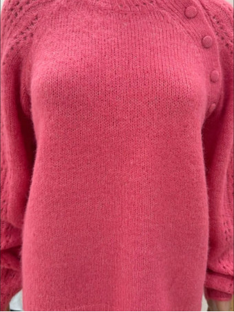 Jersey Punto Calado con Botones SEVANE Rosa HEVE
