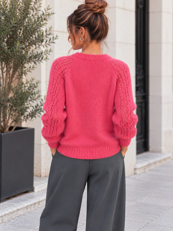 Jersey Punto Calado con Botones SEVANE Rosa HEVE