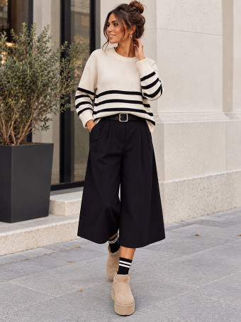 Jersey Oversize Rayas BRITTON Beige/Negro HEVE