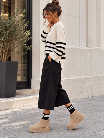 Jersey Oversize Rayas BRITTON Beige/Negro HEVE