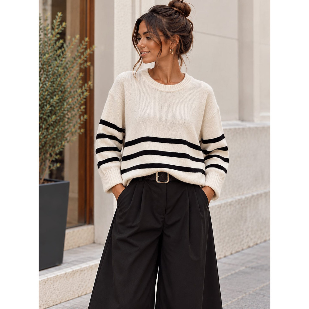 Jersey Oversize Rayas BRITTON Beige/Negro HEVE